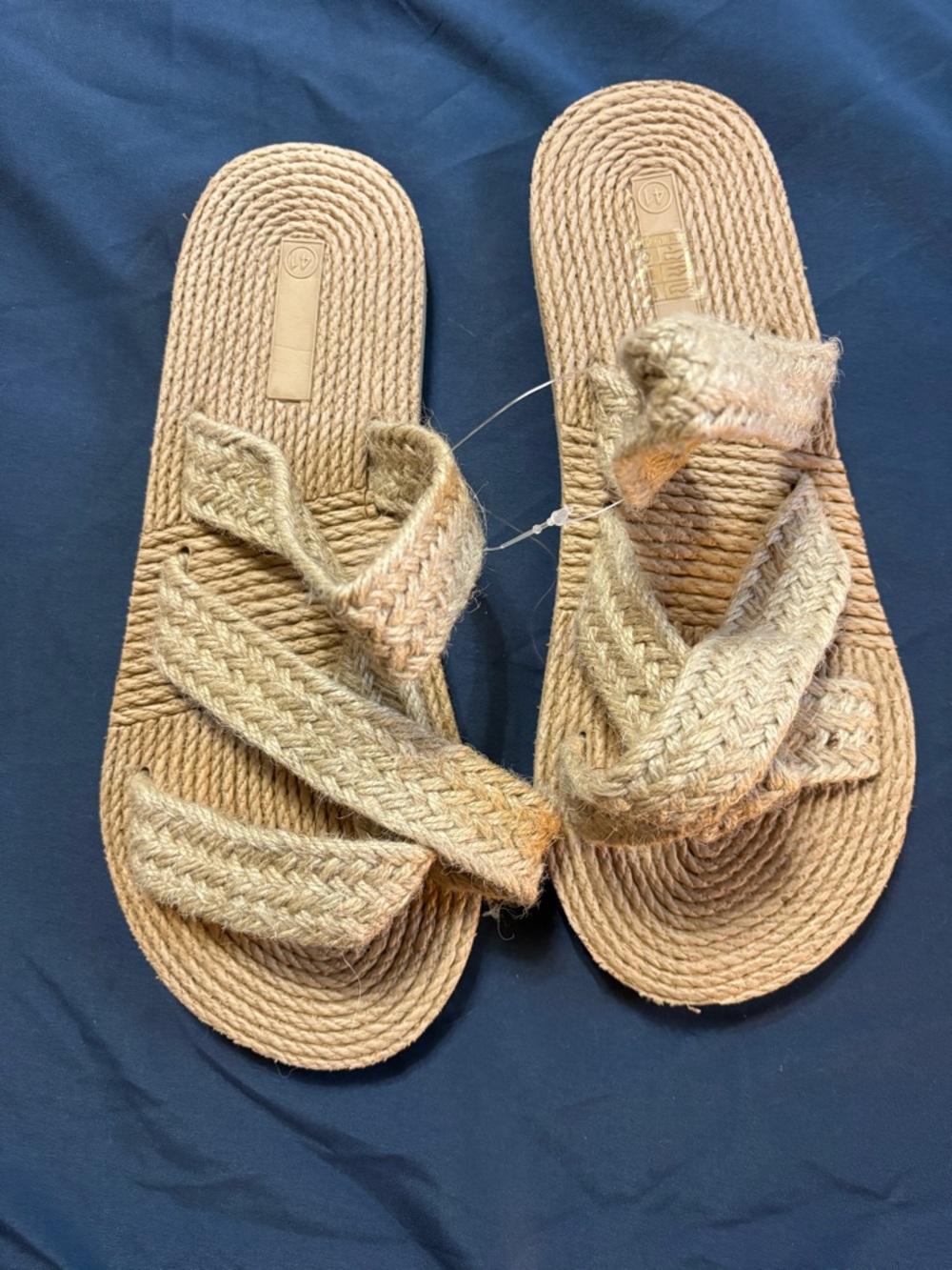 Woven Jute Slide Sandals - Natural Beige